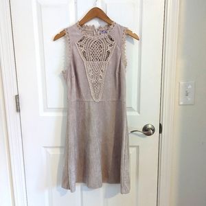 Boho soft faux suede dress